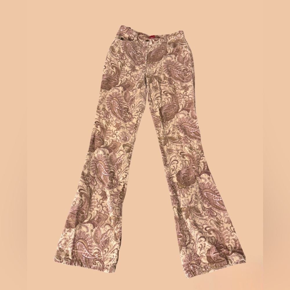 VINTAGE Olsen Europe flare high rise paisley design corduroy pants